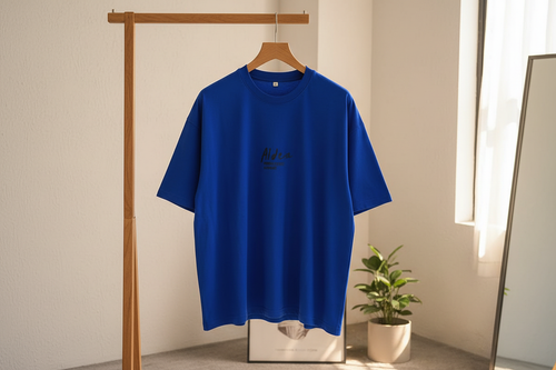Blue T-Shirt on Wooden Stand